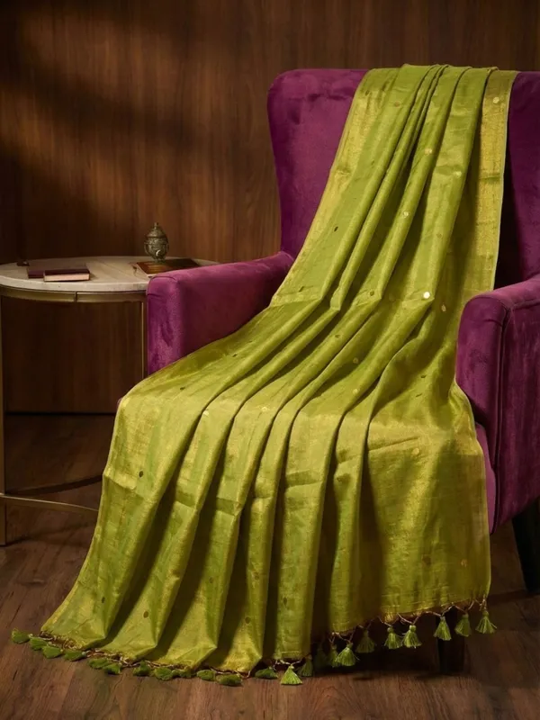 Chamak_Sequin_Pure_Mul_Cotton_Saree_Soft_Green