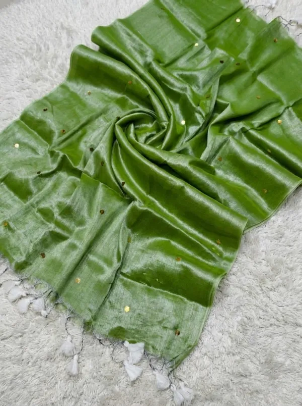 Chamak_Sequin_Pure_Mul_Cotton_Saree_Green