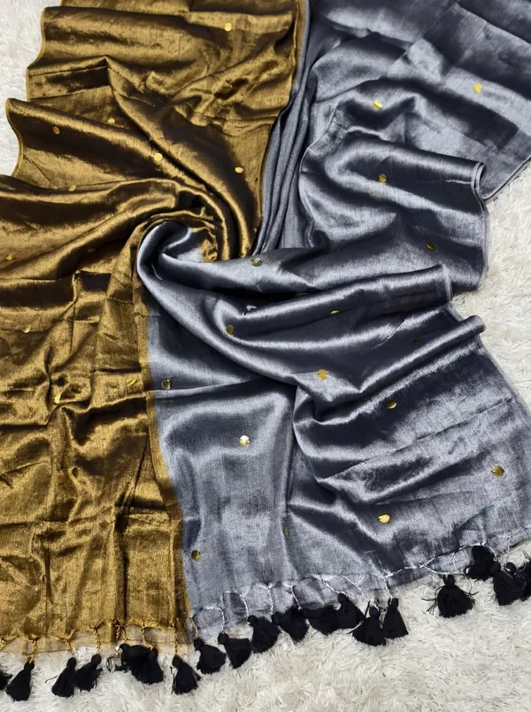 Chamak_Sequin_Pure_Mul_Cotton_Saree_Gray_&_Gold