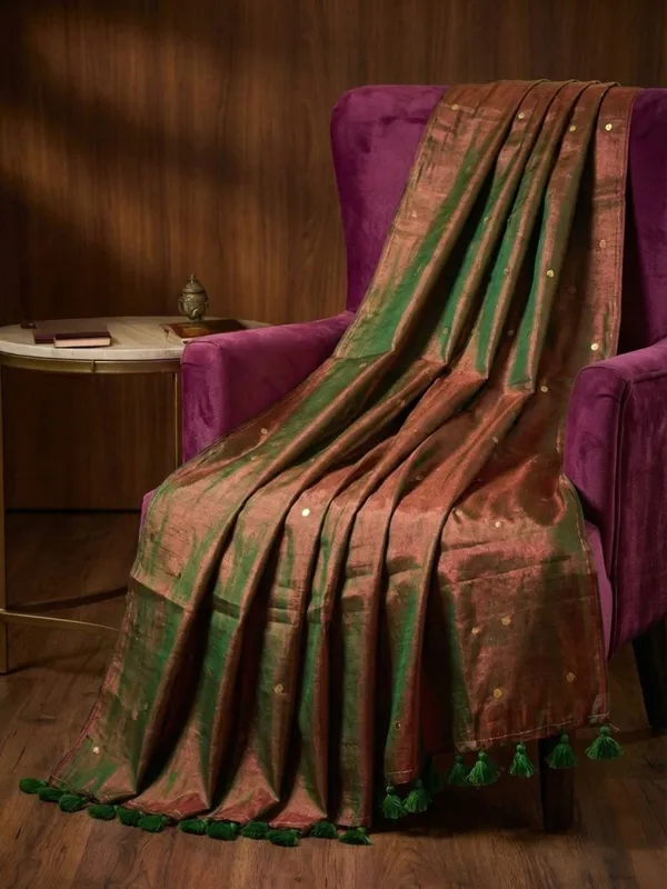 Chamak_Sequin_Pure_Mul_Cotton_Saree_Copper