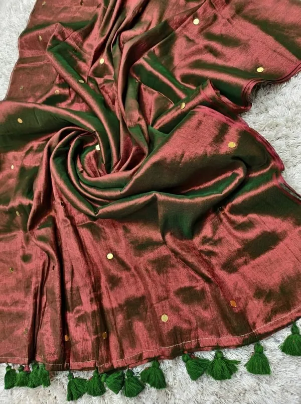 Chamak_Sequin_Pure_Mul_Cotton_Saree_Copper