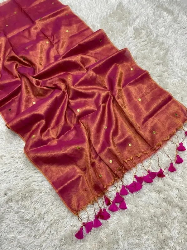 Chamak_Sequin_Pure_Mul_Cotton_Saree_Red