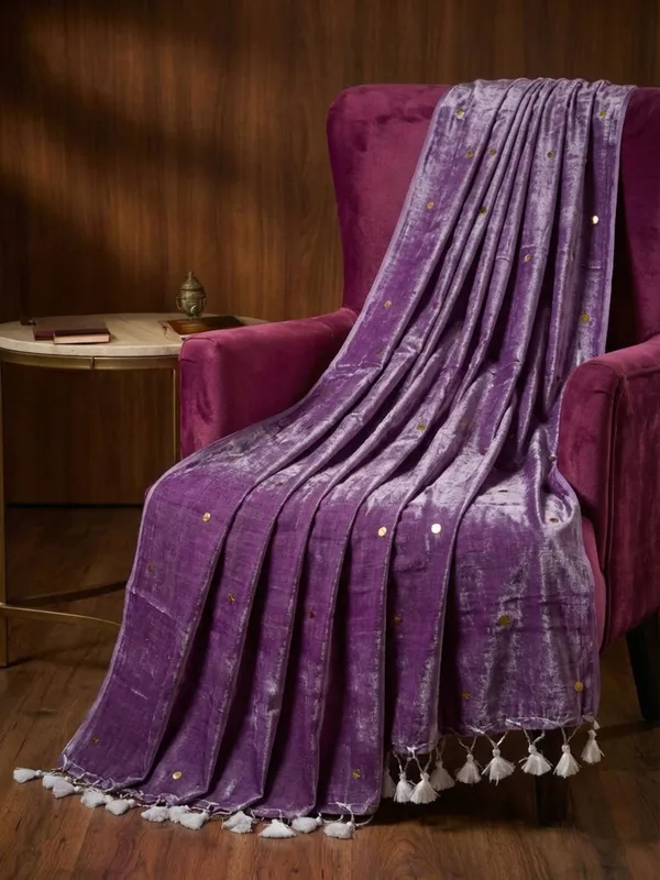 Chamak_Sequin_Pure_Mul_Cotton_Saree_Lavendar