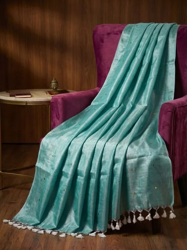 Chamak_Sequin_Pure_Mul_Cotton_Saree_Sea_Green