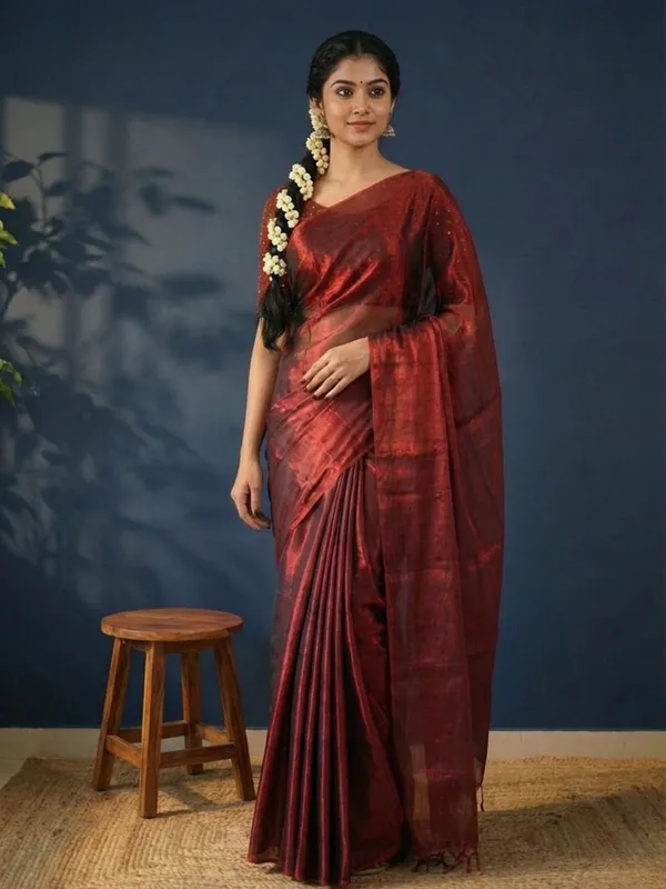 Aabha_Roop_Handloom_Pure_Tissue_Cotton_Saree_Maroon
