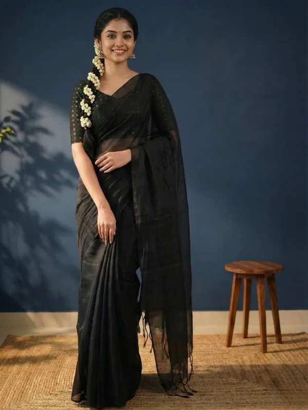 Aabha_Roop_Handloom_Pure_Tissue_Cotton_Saree_Black