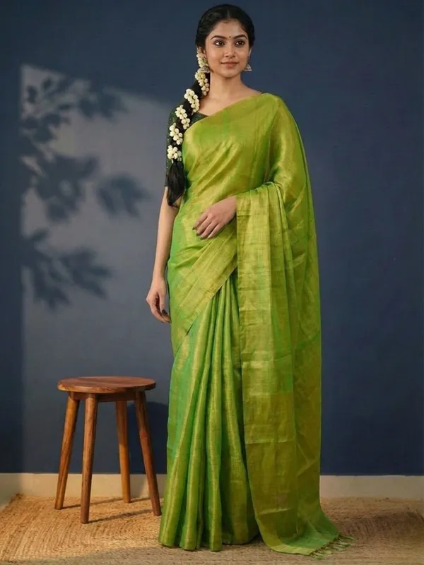 Aabha_Roop_Handloom_Pure_Tissue_Cotton_Saree_Green