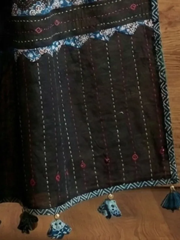 Kosha_Saaz_Pure_Mul_Cotton_Applique_Dupatta_Coal_Black