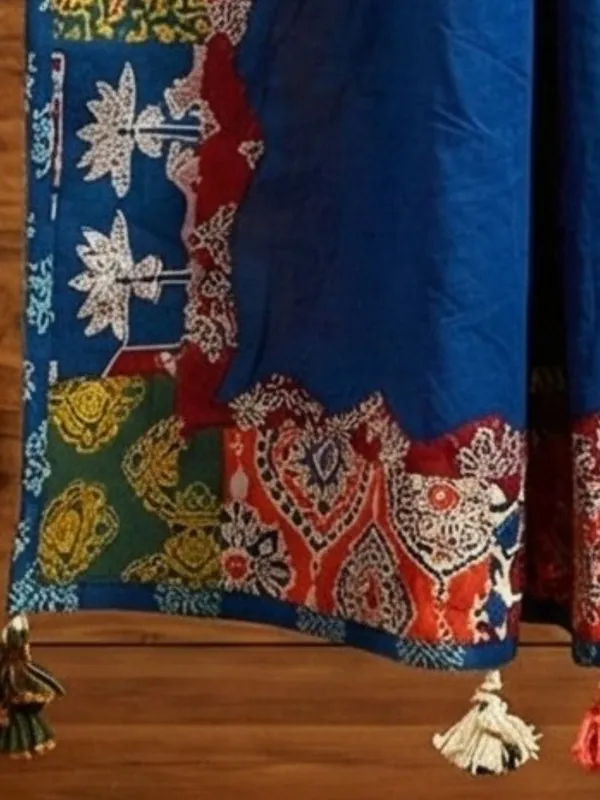Kosha_Saaz_Pure_Mul_Cotton_Applique_Dupatta_Royal_Blue
