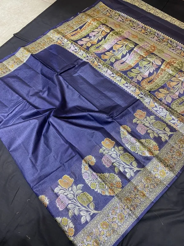 Karigari_Noor_Silkmark_Tussar_Meenakari_Saree_Dark_Blue