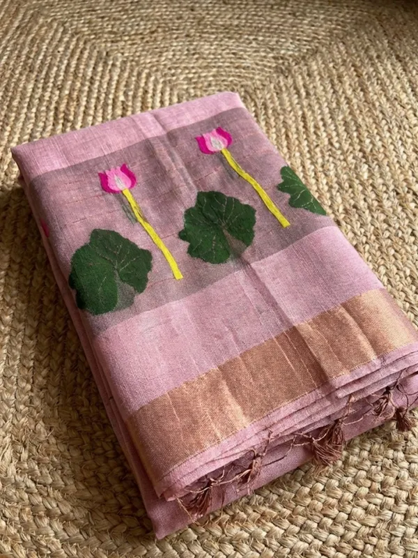 Iraaya_Handloom_Pure_Jayashree_Silk_Linen_Saree_Dusty_Pink