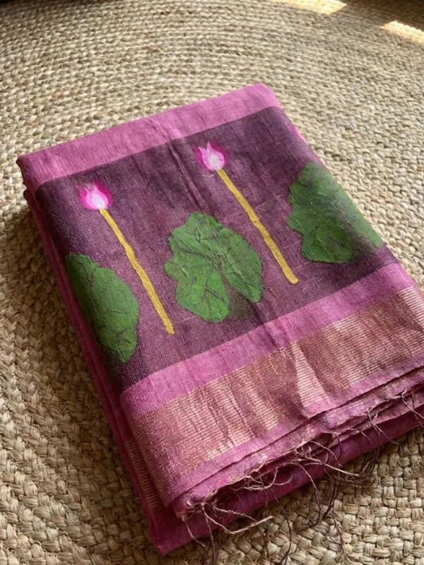 Iraaya_Handloom_Pure_Jayashree_Silk_Linen_Saree_Magenta_Pink
