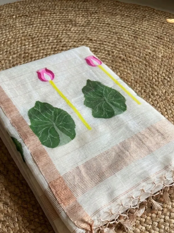 Iraaya_Handloom_Pure_Jayashree_Silk_Linen_Saree_Off_White