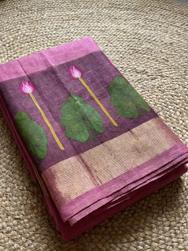 Iraaya_Handloom_Pure_Jayashree_Silk_Linen_Saree_Deep_Pink