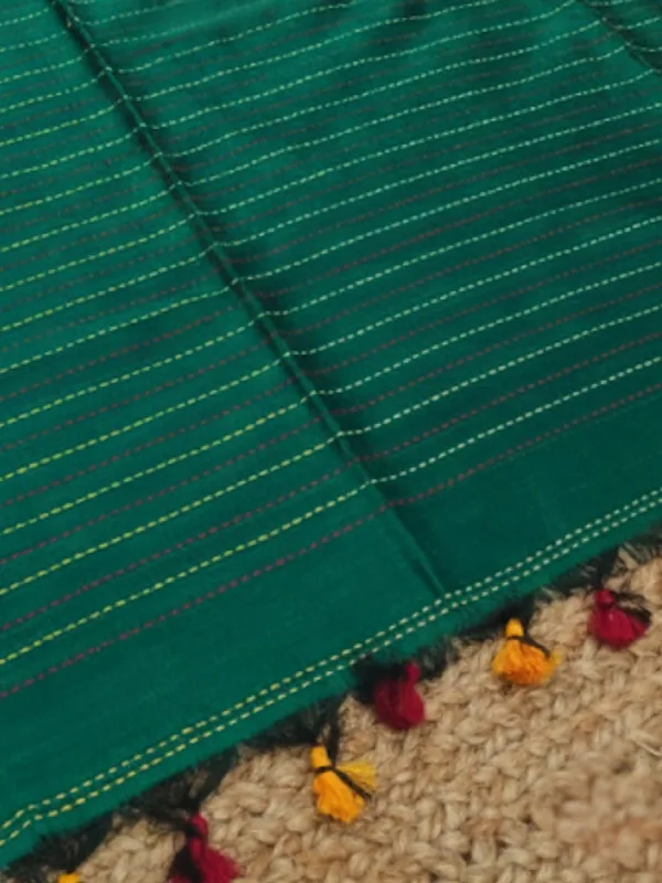 Samanvaya_Embroidery_Handloom_Pure_Cotton_Saree_Emerald_Green