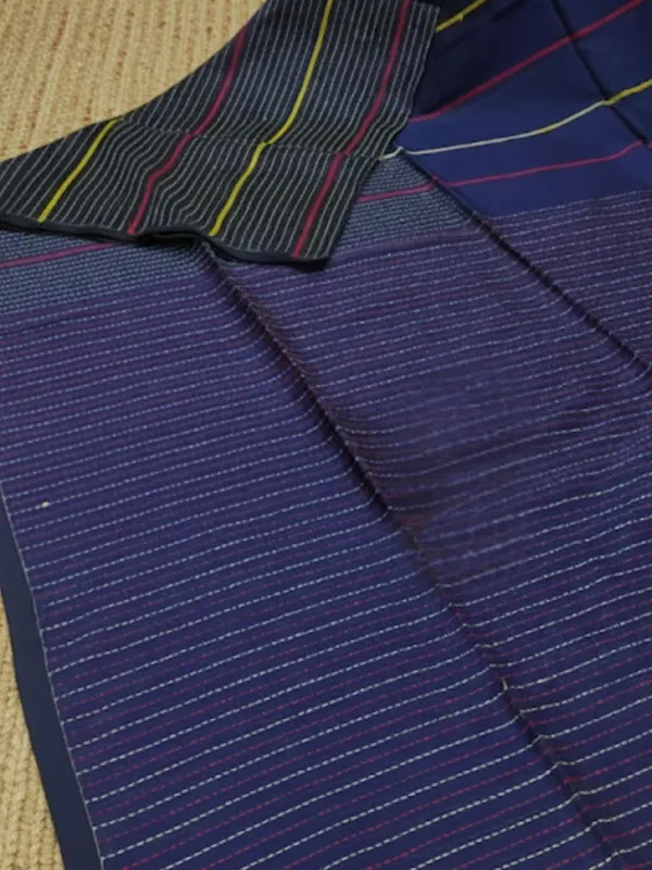 Samanvaya_Embroidery_Handloom_Pure_Cotton_Saree_Navy_Blue