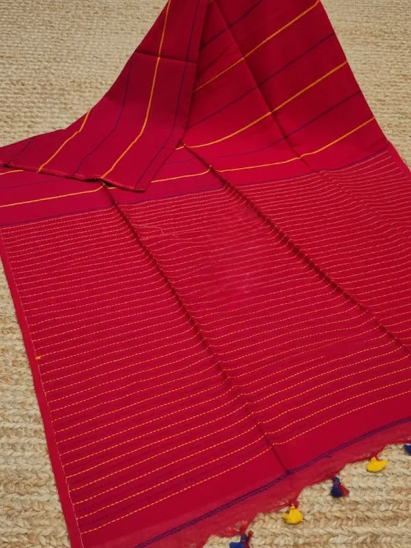 Samanvaya_Embroidery_Handloom_Pure_Cotton_Saree_Berry_Red