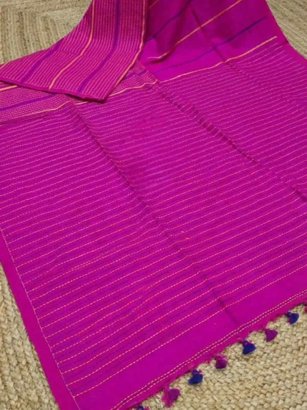 Samanvaya_Embroidery_Handloom_Pure_Cotton_Saree_Magenta