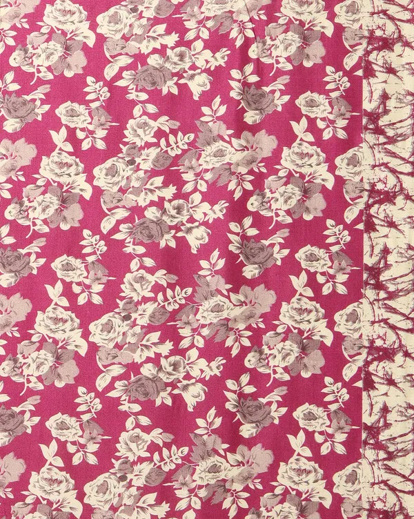 Magenta_Floral_Kashmiri_Silk_Saree,_Striped_Border_|_Kyaari