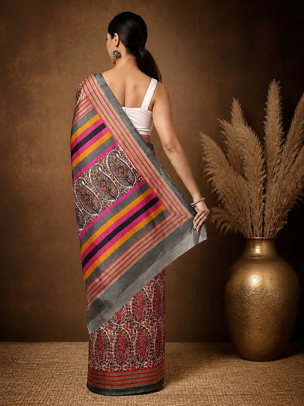 Red_&_Orange_Paisley_Kashmiri_Silk_Saree_|_Taal