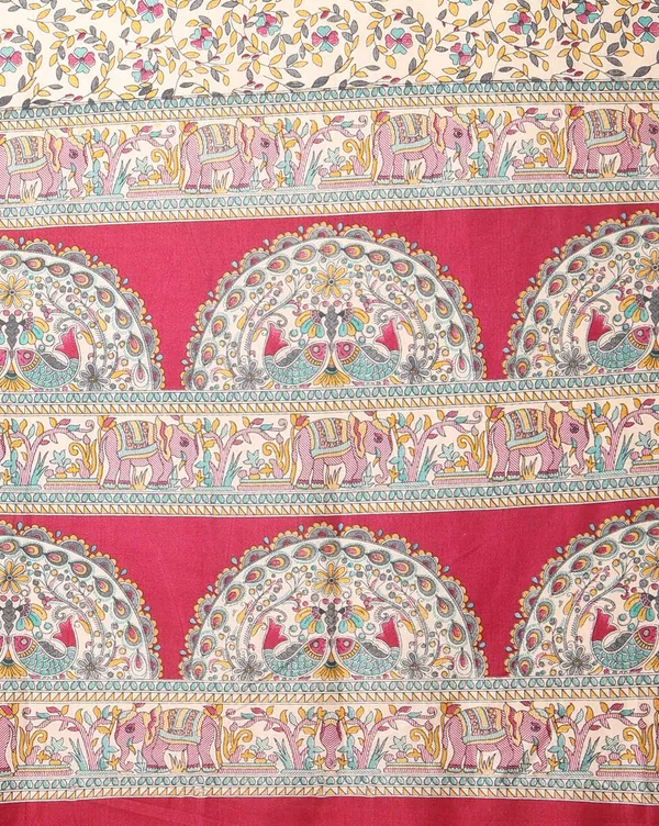 Off_White_&_Red_Elephant_Printed_Kashmiri_Silk_Saree_|_Manzar