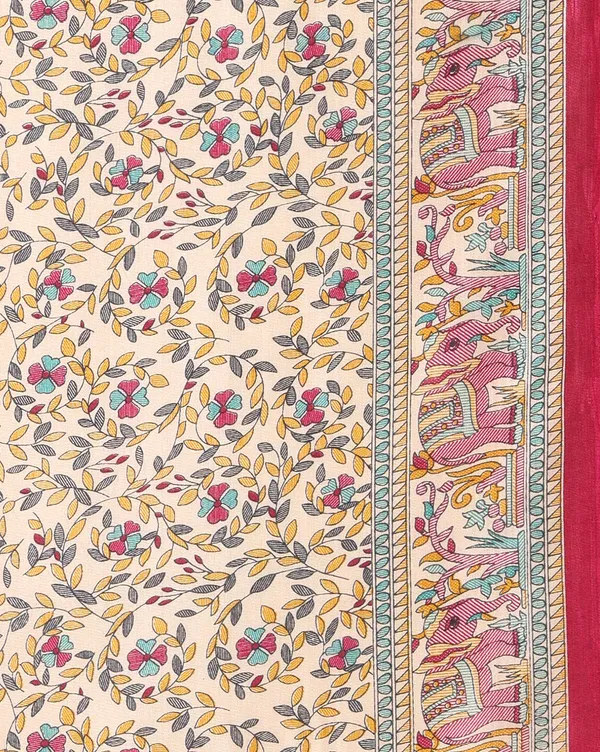 Off_White_&_Red_Elephant_Printed_Kashmiri_Silk_Saree_|_Manzar