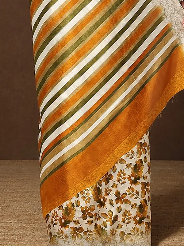 Mustard_&_Olive_Striped_Kashmiri_Silk_Printed_Saree_|_Patjhad