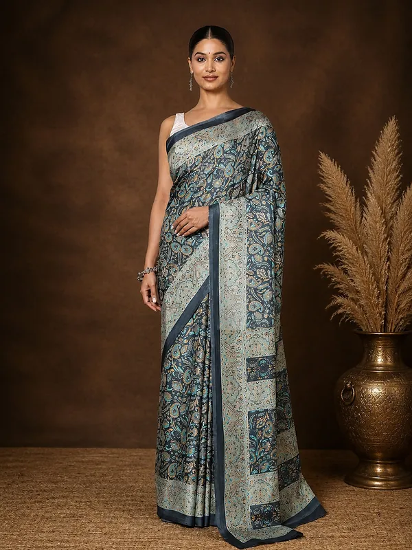 Grey_Paisley_Printed_Kashmiri_Silk_Saree_|_Silsila