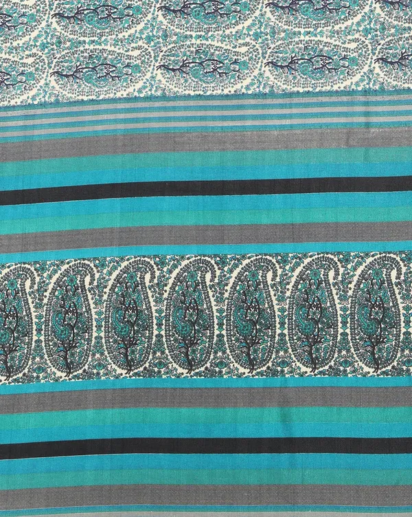 Teal_Paisley_Kashmiri_Silk_Saree,_Striped_Border_|_Taal