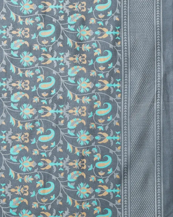 Charcoal_Paisley_Printed_Kashmiri_Silk_Saree_|_Silsila