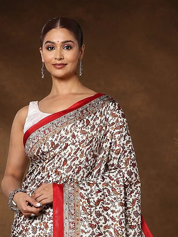 White_&_Red_Paisley_Kashmiri_Silk_Saree_|_Taal