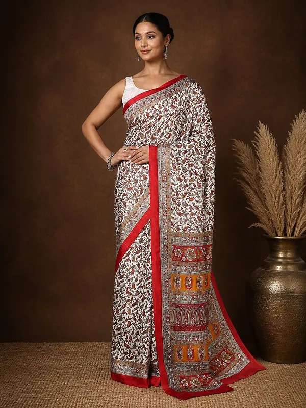 White_&_Red_Paisley_Kashmiri_Silk_Saree_|_Taal
