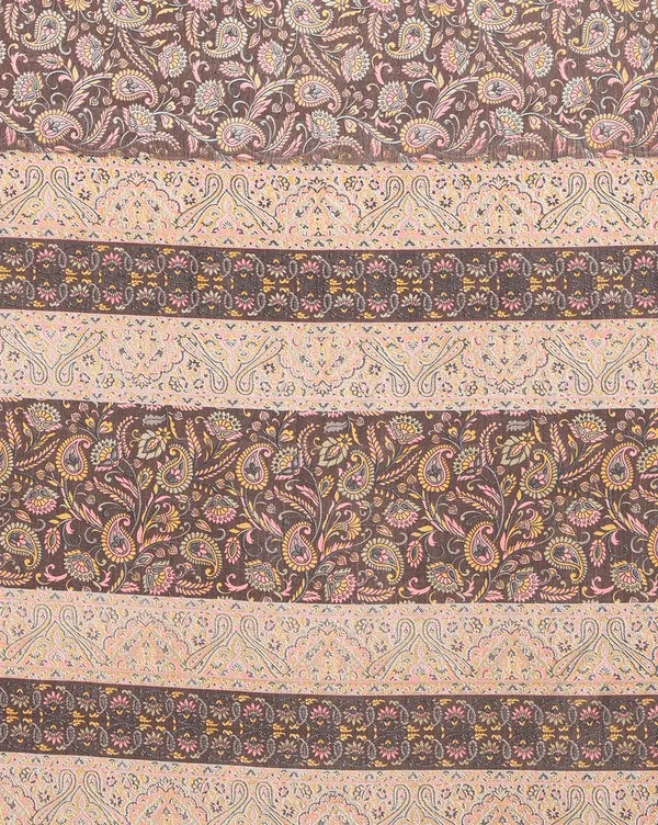 Brown_Cream_Paisley_Printed_Kashmiri_Silk_Saree_|_Silsila