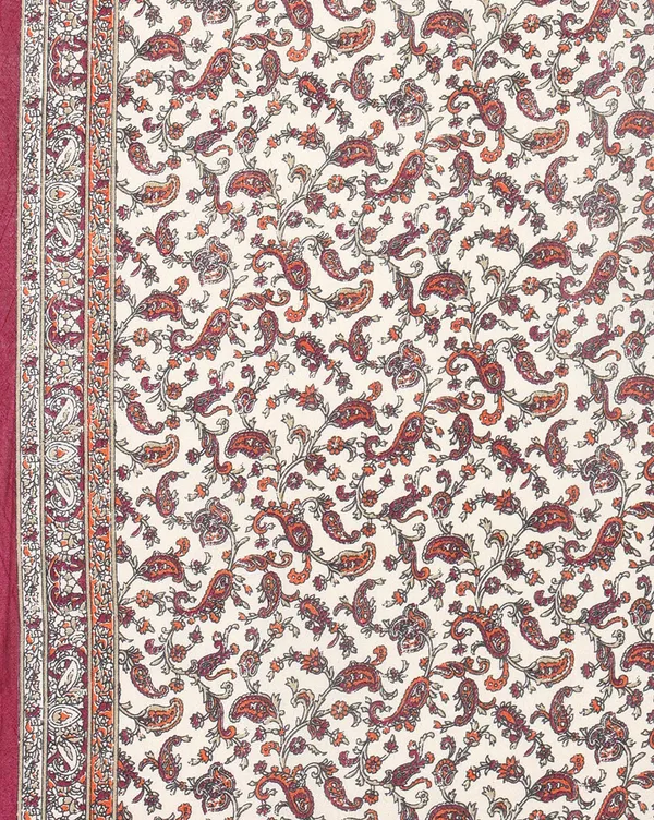 Off_White_&_Maroon_Paisley_Kashmiri_Silk_Printed_Saree_|_Manzil