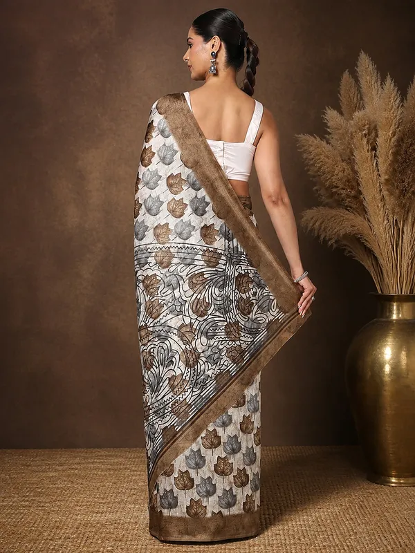 Beige_&_Brown_Border_Kashmiri_Silk_Printed_Saree_|_Patjhad