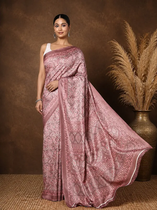 Dusty_Rose_Paisley_Printed_Kashmiri_Silk_Saree_|_Silsila