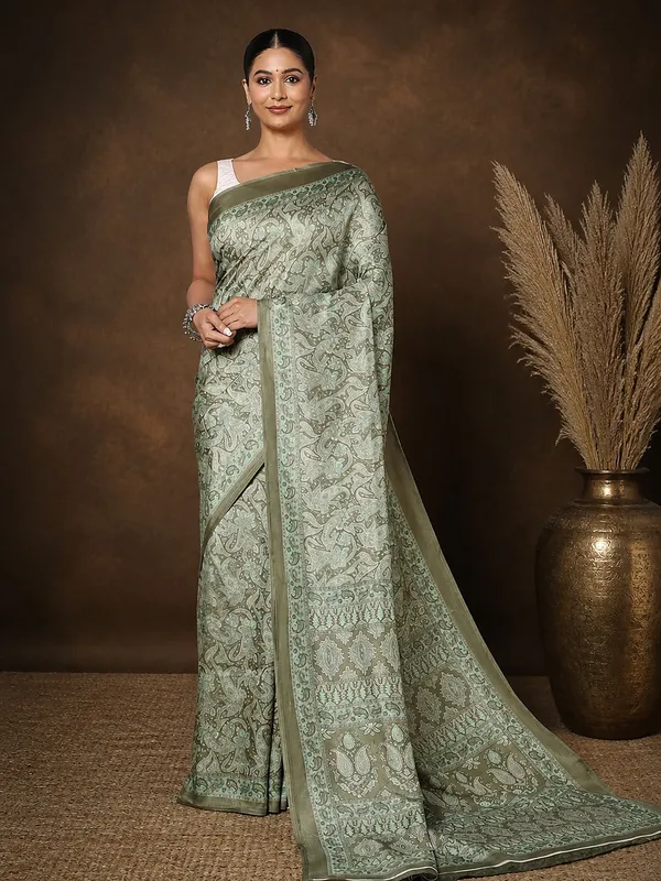 Sage_Green_Paisley_Printed_Kashmiri_Silk_Saree_|_Silsila