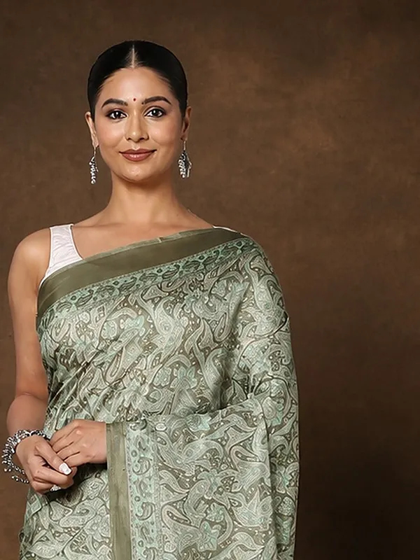 Sage_Green_Paisley_Printed_Kashmiri_Silk_Saree_|_Silsila