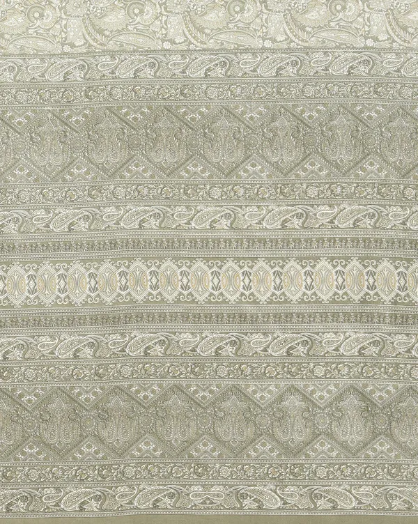 Olive_Green_Paisley_Kashmiri_Silk_Printed_Saree_|_Manzil