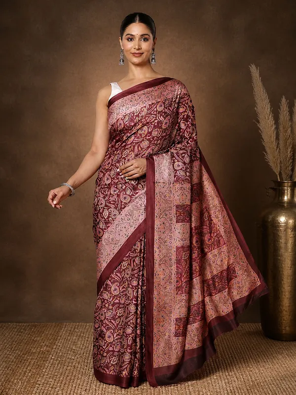 Maroon_Gold_Paisley_Printed_Kashmiri_Silk_Saree_|_Silsila