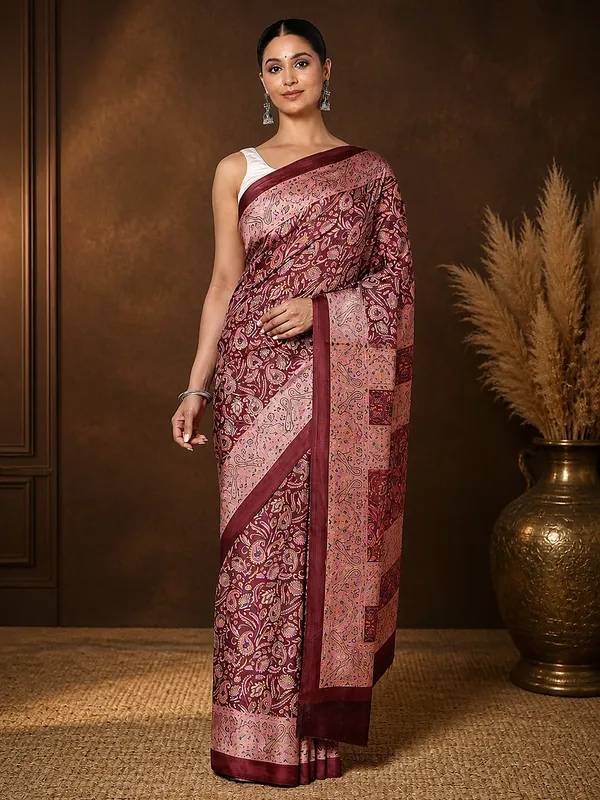 Maroon_Gold_Paisley_Printed_Kashmiri_Silk_Saree_|_Silsila