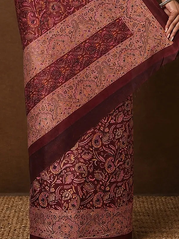 Maroon_Gold_Paisley_Printed_Kashmiri_Silk_Saree_|_Silsila
