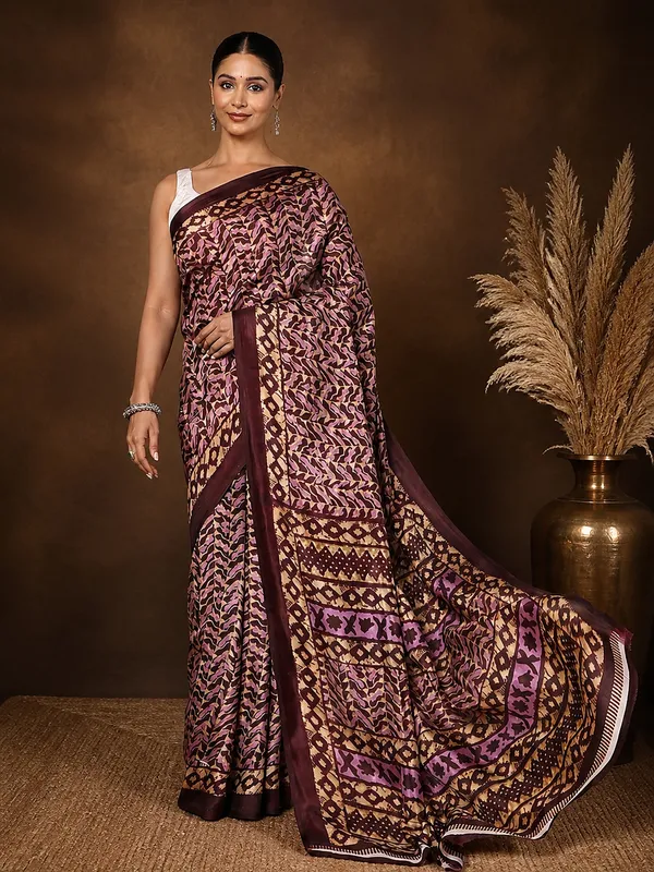 Brown_&_Tan_Abstract_Kashmiri_Silk_Saree_|_Taal