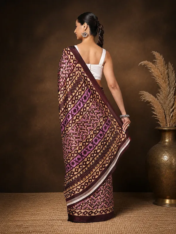 Brown_&_Tan_Abstract_Kashmiri_Silk_Saree_|_Taal