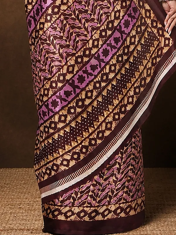 Brown_&_Tan_Abstract_Kashmiri_Silk_Saree_|_Taal