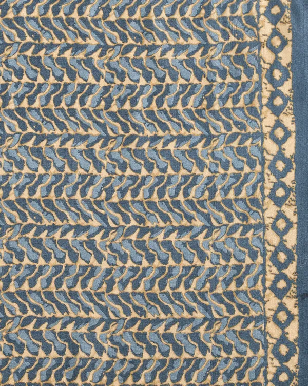 Blue_&_Tan_Leaf_Print_Kashmiri_Silk_Saree_|_Taal