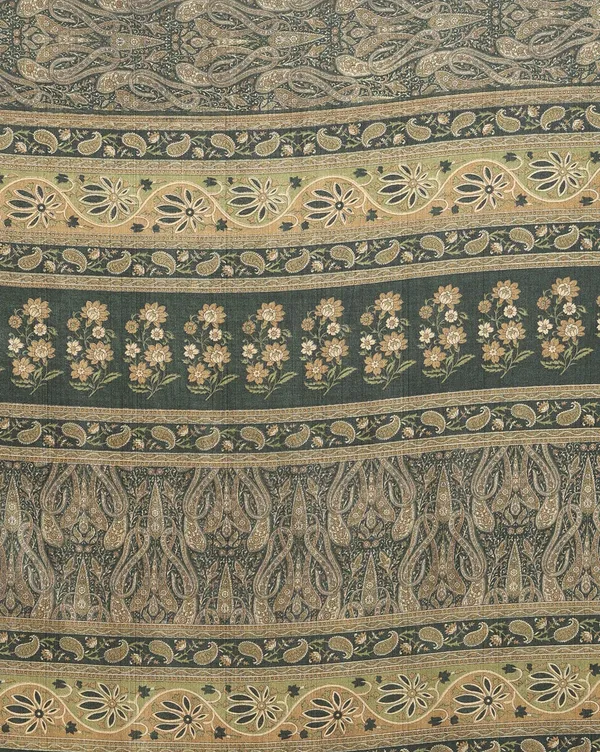 Dark_Green_Paisley_Kashmiri_Silk_Printed_Saree_|_Manzil