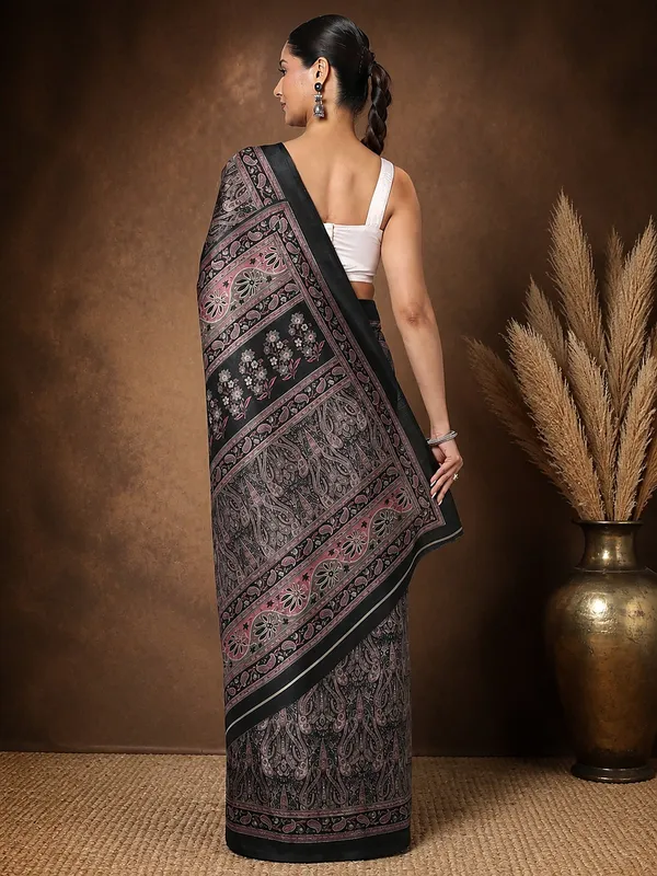 Black_Floral_Paisley_Printed_Kashmiri_Silk_Saree_|_Silsila