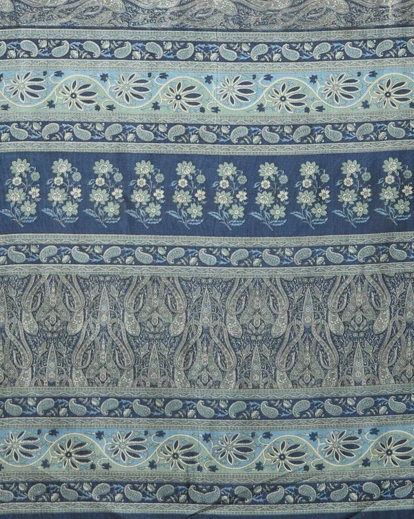 Dark_Blue_Paisley_Kashmiri_Silk_Printed_Saree_|_Manzil