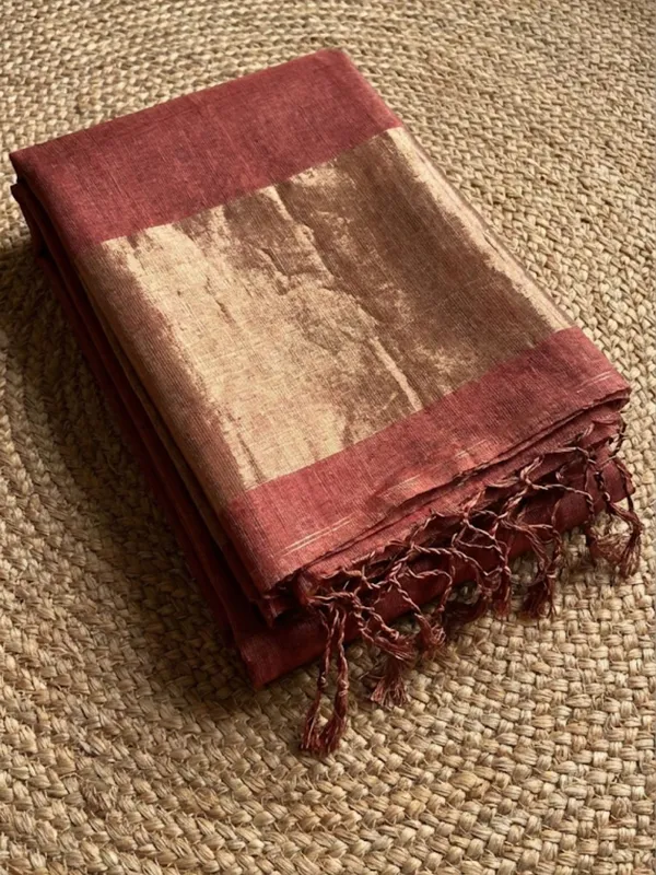 Iraaya_Pure_Handloom_Jayashree_Silk_Linen_Saree_Rust